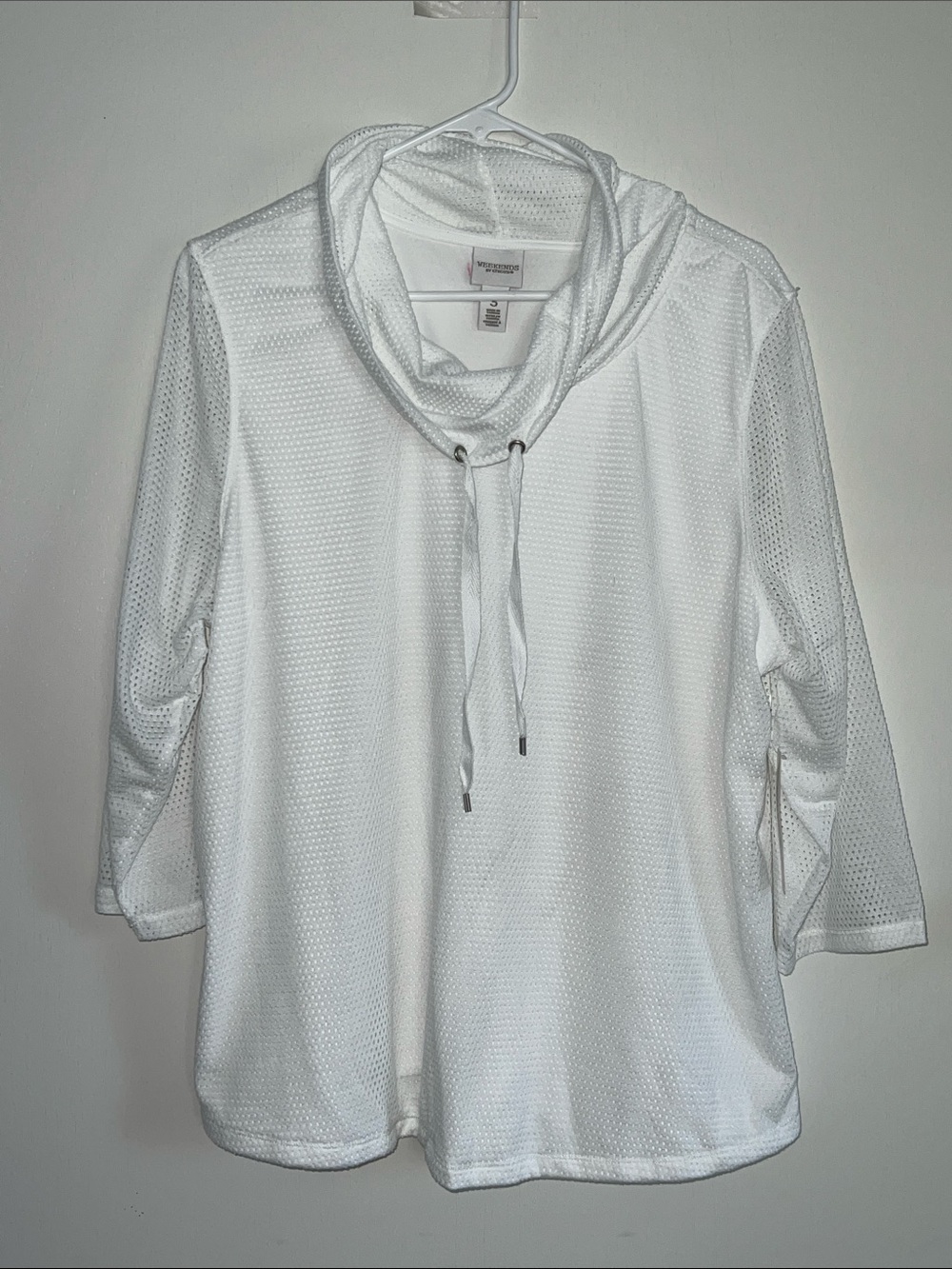 Chico’s NEW White Mesh Pullover Hoodie Top